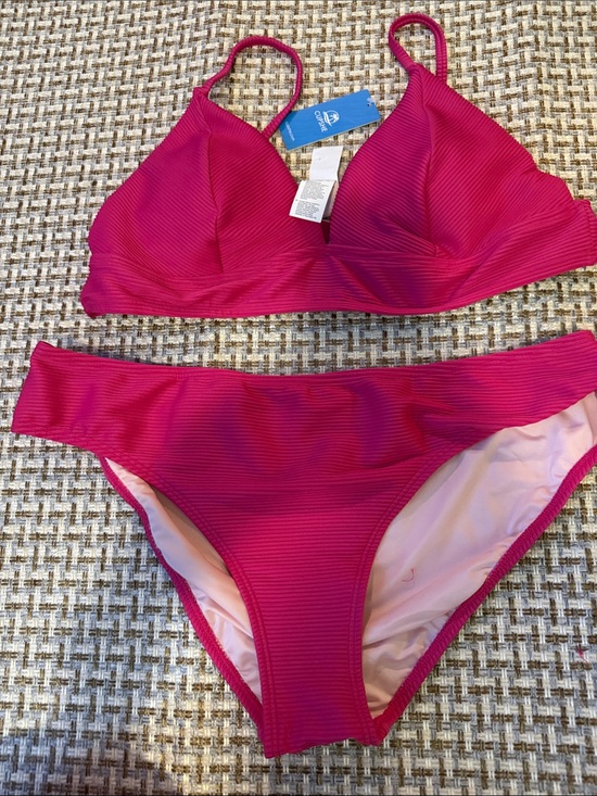 Cupshe Other - Cupshe Bright Fuchsia Ribbed Bikini Set